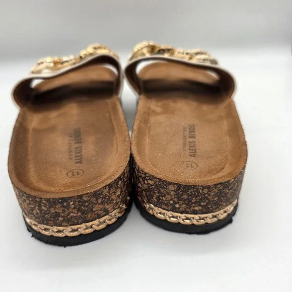 Alexis Bendel‎ White Chain Detail Slide Sandals Comfort Size 11 - Picture 6 of 9